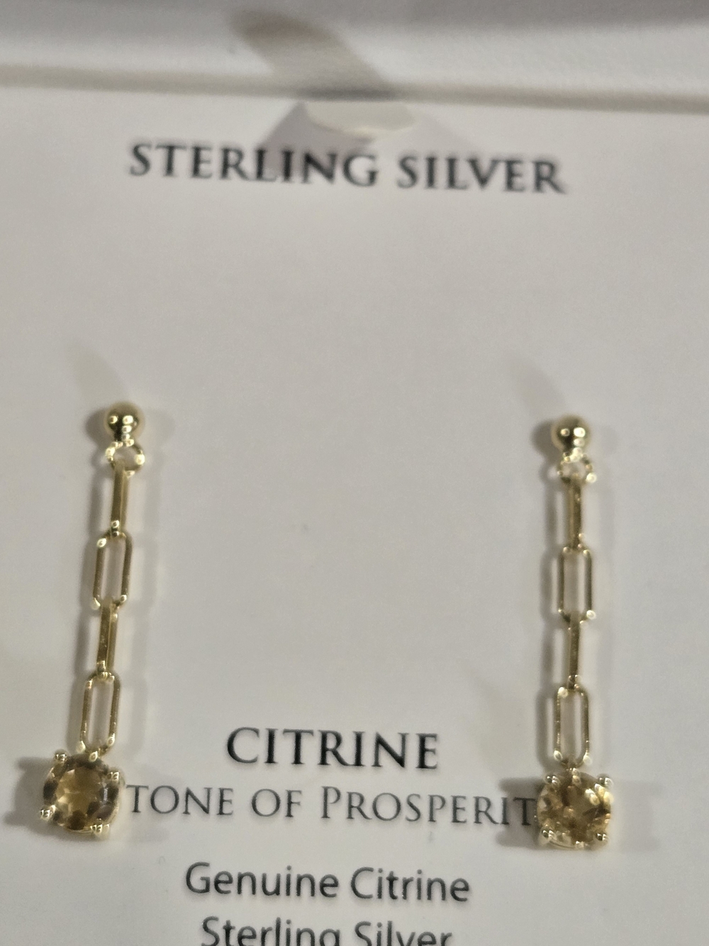 Sterling Silver Gold-Tone Citrine Drop Earrings